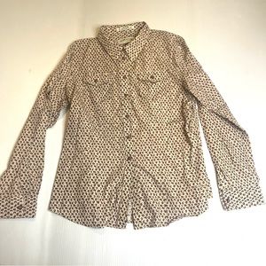 Orvis Beige Leopard Print Button-Down Shirt